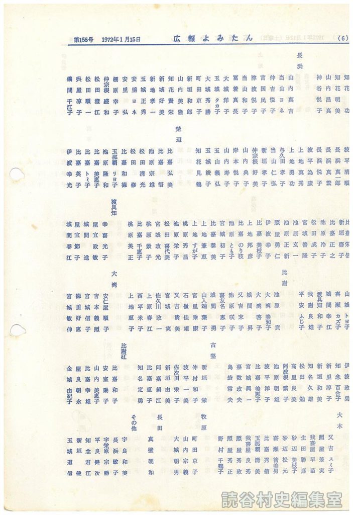 成人おめでとう　成人者一覧名簿