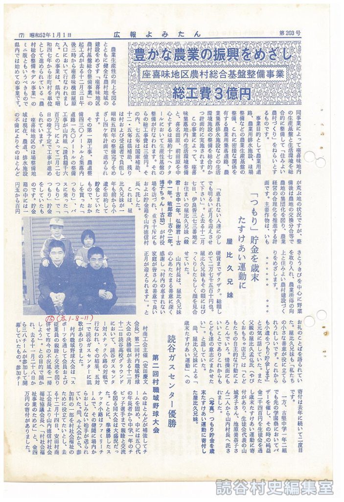 「つもり」貯金を歳末たすけあい運動に　屋比久兄妹