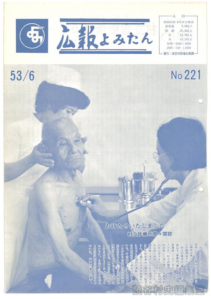 広報よみたん　53/6　Ｎｏ.221
人口
お待たせいたしました村立診療所堂々開診