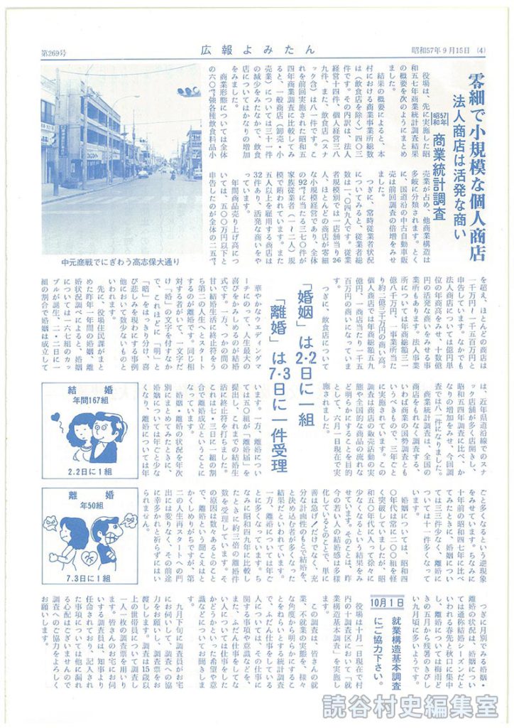 「婚姻」は2･2日に一組「離婚」は7･3組に一件受理