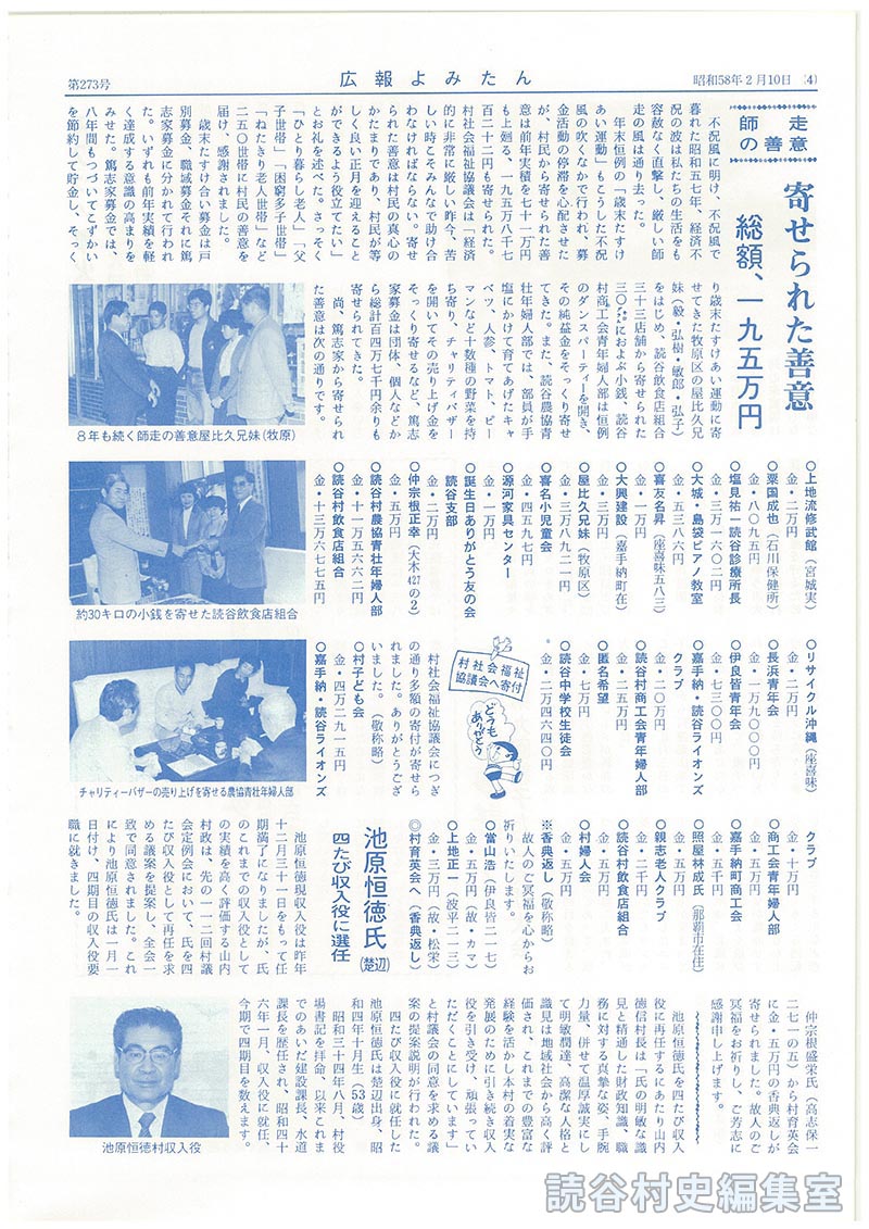 師走の善意　寄せられた善意　総額一九五万円