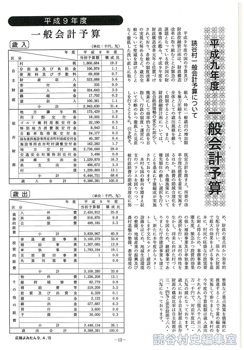 平成九年度一般会計予算
