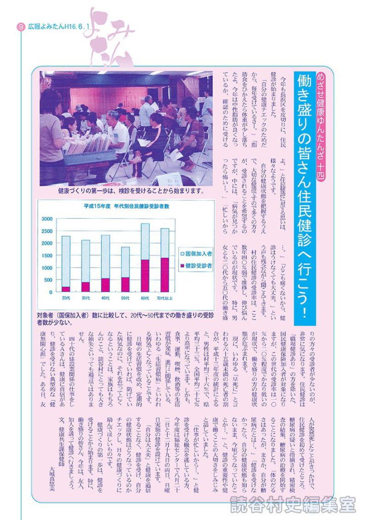 めざせ健康ゆんたんざ14　働き盛りの皆さん住民健診へ行こう！