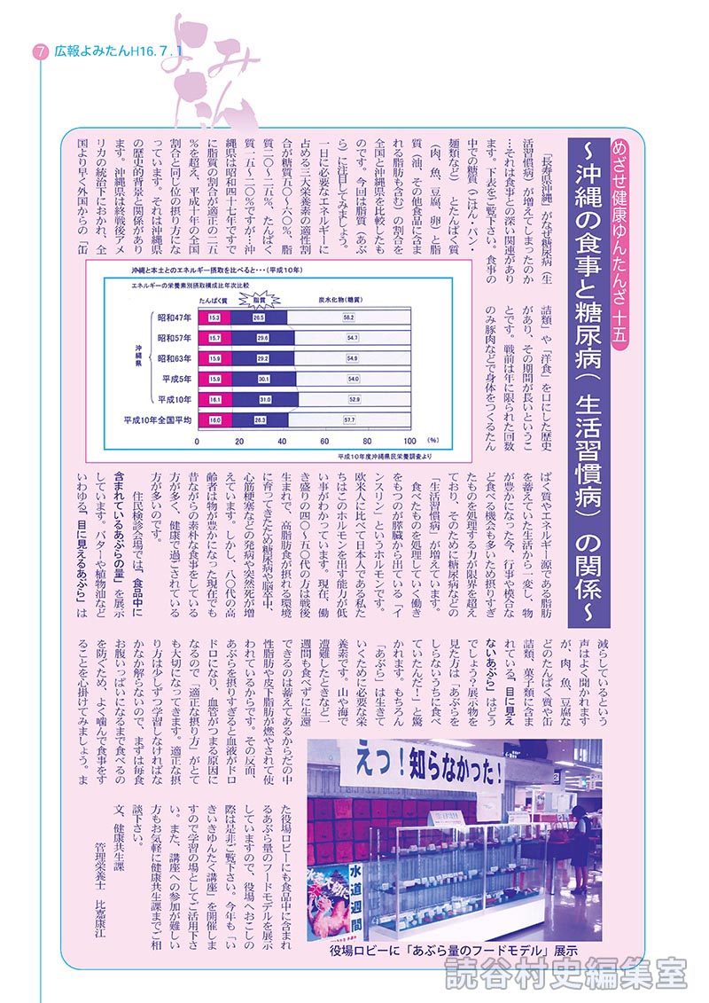 めざせ健康ゆんたんざ15　～沖縄の食事と糖尿病(生活習慣病)の関係～